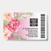 水彩花ガーリー従業員の写真IDピンク バッジ (裏面)