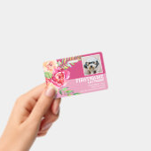 水彩花ガーリー従業員の写真IDピンク バッジ (手持ち)