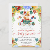 水彩花キツネ赤ちゃんシャワー 招待状 (正面)