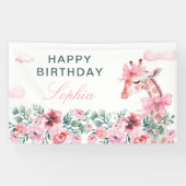 水彩花キリン少女誕生日バナー 横断幕 (横)