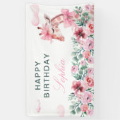 水彩花キリン少女誕生日バナー 横断幕 (縦)