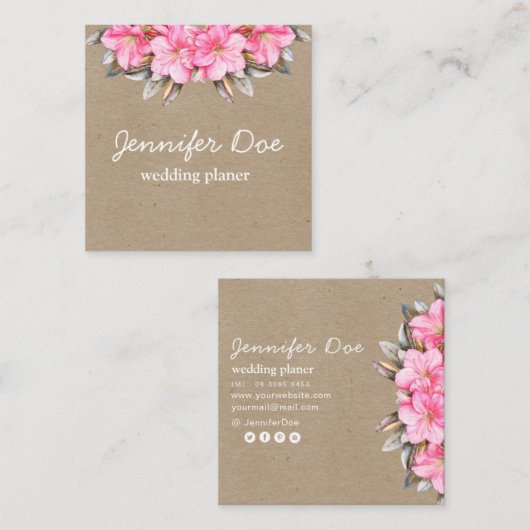 水彩花クラフト名刺 スクエア名刺 (正面/裏面)