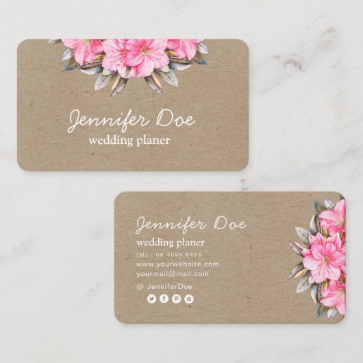 水彩花クラフト名刺 名刺 (正面/裏面)