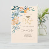 水彩花クリーム卒業パーティー 招待状 (スタンド正面)