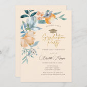 水彩花クリーム卒業パーティー 招待状 (正面/裏面)