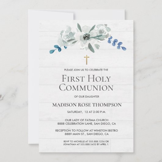 水彩花クロスデジタル第1聖餐式 招待状 (正面)