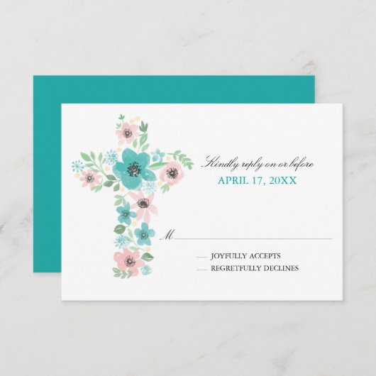 水彩花クロス最初の聖餐式 出欠カード (正面/裏面)