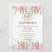 水彩花グリッターハートブライダルシャワー 招待状 (正面)