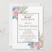 水彩花グリッターブライダルシャワー 招待状 (正面)