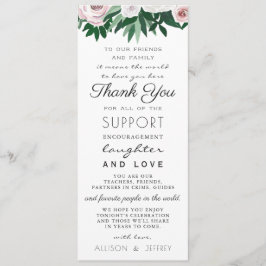 水彩花グリーンのプレースセッティング感謝カード 招待状