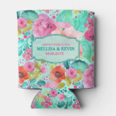 水彩花コラージュ結婚のテンプレート 缶クーラー (裏面)