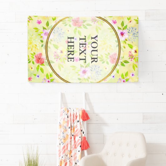 水彩花シームレスパターンI +あなたのアイディア 横断幕 (インサイチュ)