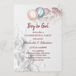 水彩花ジェンダー表示 招待状