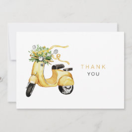 水彩花スクーターにカスタム感謝 サンキューカード