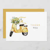 水彩花スクーターにカスタム感謝 サンキューカード (正面/裏面)