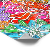 水彩花スタイリッシュコラージュのポスター ポスター (角)