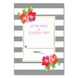 水彩花ストライプ類結婚護送カード テーブルナンバー
