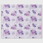 水彩花ストライプ類 ラッピングペーパー (フラット)