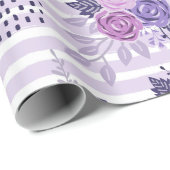 水彩花ストライプ類 ラッピングペーパー (ロールコーナー)