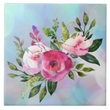 水彩花セラミックタイル