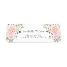 水彩花セージ桃色フローラ ラベル