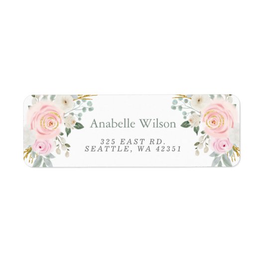 水彩花セージ桃色フローラ ラベル (正面)