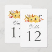 水彩花テーブルナンバーカード 招待状 (正面/裏面)