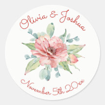 水彩花デザイン結婚式用シール