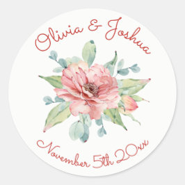 水彩花デザイン結婚式用シール ラウンドシール