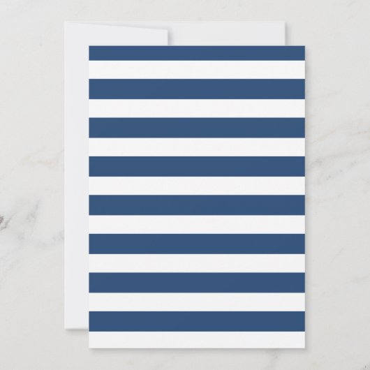 水彩花ネイビー航海のブライダルシャワー 招待状 (裏面)