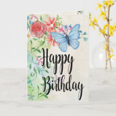 水彩花ハッピーバースデー カード (黄色い花)
