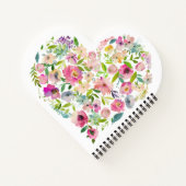 水彩花ハートラブピンク特別な楽しい ノートブック (裏面)