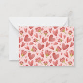 水彩花ハート柄バレンタインデー ノートカード (裏面)