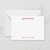 水彩花ハート柄バレンタインデー ノートカード (正面)