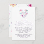 水彩花ハート 出欠カード (正面/裏面)