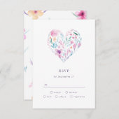 水彩花ハート 出欠カード (正面/裏面)