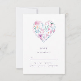 水彩花ハート 出欠カード