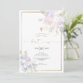 水彩花バプティスマ薄紫スイートピース 招待状 (スタンド正面)