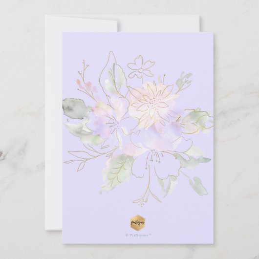 水彩花バプティスマ薄紫スイートピース 招待状 (裏面)