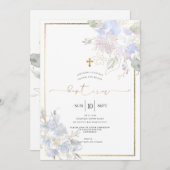 水彩花バプテスダスティブルースイートピース 招待状 (正面/裏面)