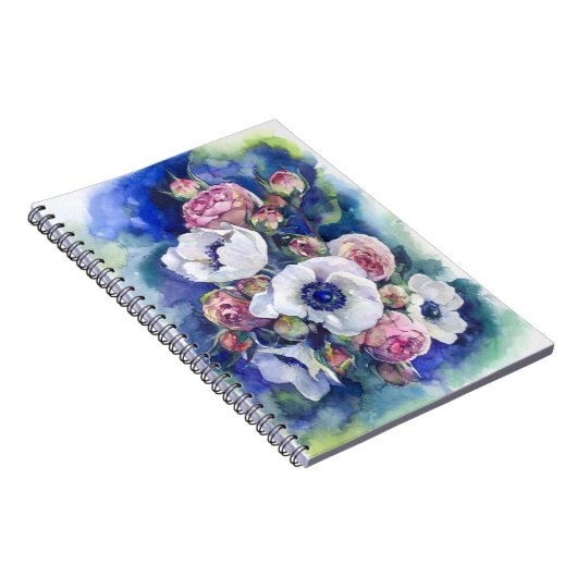 水彩花バラとイラストレーション流 ノートブック (右側)