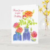 水彩花バラのためにあなた上の誕生日 カード (黄色い花)