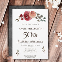 水彩花バラフローラ50誕生日