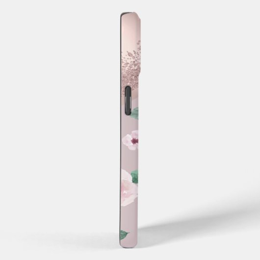 水彩花バラ金ゴールドモノグラム Case-Mate iPhoneケース (裏面 / 右)