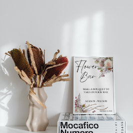 水彩花バー標識ブライダルシャワー花 ポスター