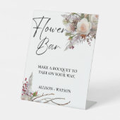 水彩花バー標識ブライダルシャワー花 台座サイン (正面)