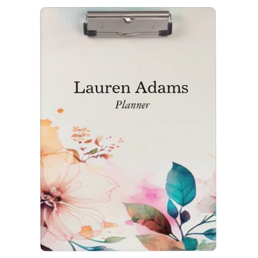 水彩花パステルカラー名前をカスタムする クリップボード (正面)