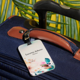 水彩花パステルカラー名前をカスタムする ラゲッジタグ