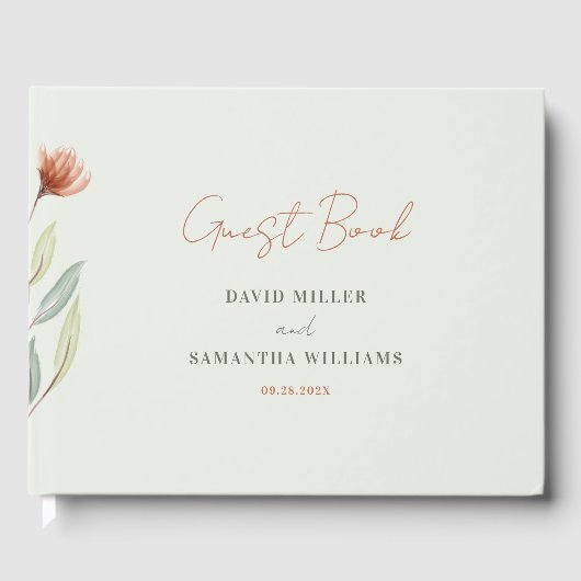 水彩花パステルグリーン ゲストブック (正面)