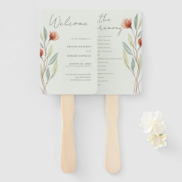 水彩花パステルグリーン ハンドファン